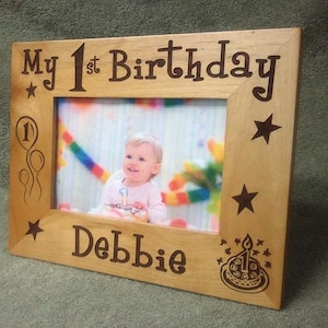 Personalized Picture Frame, First Birthday,Custom Frame,Happy Birthday,Wood Picture Frame,Picture Frame,4x6, or 5x7