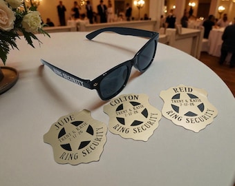 Personalized Ring Bearer Security Badge, Wedding Gift, Optional Sunglasses
