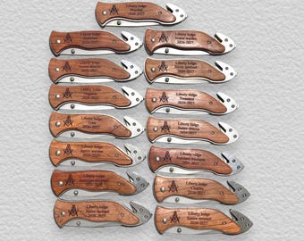 Masonic Lodge Pocket Knife, Personalized  Engraved Rosewood Pocklet Knife 138NP