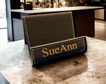 Leatherette iPhone Stand, Personalized Desk Holder, Custom Phone Stand, Memorable Gift for Friends, Office Accessory