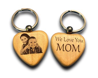 Mothers Day Gift Wooden Keyring Personalized Key Ring Engraved Maple Heart Key Chain Bridesmaid Maid of Honor Birthday Gift