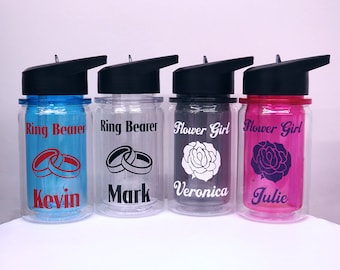 Wedding Tumblers Kids Water Bottle Mini Tumbler Toddler Kids Cup Ring Bearer Bottle Flower Girl Gift Flower Girl Water Bottle
