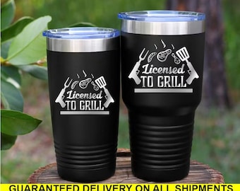 Licensed to Grill Father's Day Personalized Tumbler Gift For Dad Father's Day Gift From Son Best Dad Ever Father's Day 15 Bright Colors