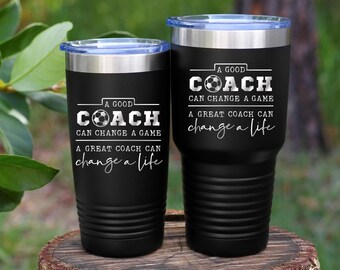 Engraved  Soccer Tumbler, Personalized Coach Gift, Custom Sports Cup, Unique Team Drinkware for Him