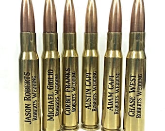 Set of 9 Personalized Bullet Bottle Openers - 50 Cal Brass