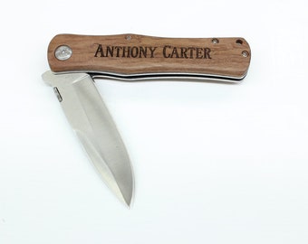 Personalized Rosewood Pocket Knife, Engraved Gift for Him