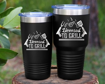 Licensed to Grill Father's Day Personalized Tumbler Gift For Dad Father's Day Gift From Son Best Dad Ever Father's Day 15 Bright Colors