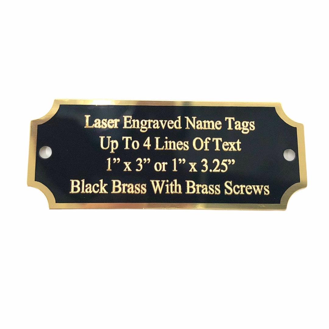 Engraved Brass Name Plate Trophy Awards ID Name Tag Name Tag Etsy