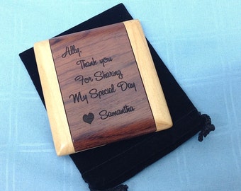 Personalized bridesmaid mirror, engraved compact, bride to be gift, keepsake favor