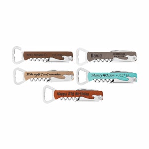 Personalized Corkscrew Beer Bottle Opener Corkscrew Wine Opener   Stocking Stuffer Wedding Gift Gift for Him Waiters Corkscrew