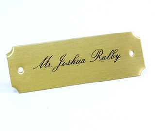 Engraved Brushed Brass Engraved Name Tag Personalized Name Tag Custom Name Tag