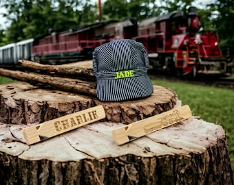 Wooden Train Whistle Adult Size Hat Personalized Train Birthday Wooden Train Whistle Train Engineer Train Conductor Hat Adult