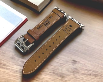 Personalized Engraved Leather Watch Bands Monogram Watch Band Custom Watch Band Engraved Gifts