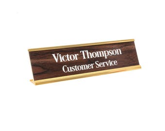 Engraved Desk Nameplate, Personalized Office Decor, Business Card Holder