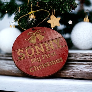 Wooden Christmas ornament Personalized Ornament Kids Ornament Boys Ornament Girls Ornament My First Christmas