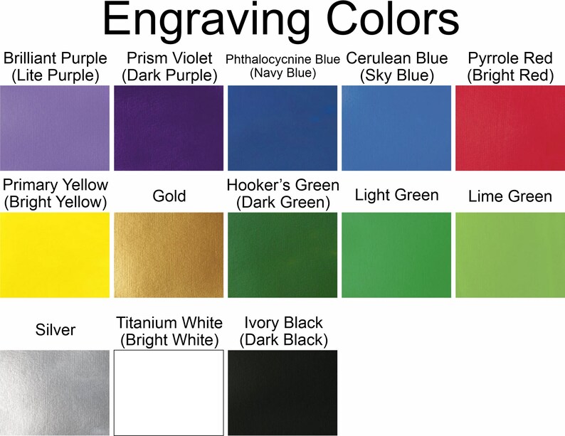 a color chart with different shades of black, white, yellow, green, and