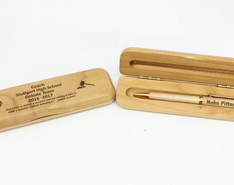 Personalized Maple Wood Pen Set, Engraved Case