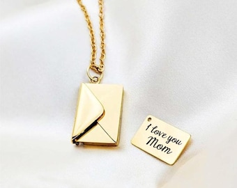 Secret Message Jewelry, Envelope Necklace, Personalized Locket Gift for Her, Unique Custom Friendship Necklace, Gift for Mom