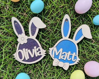 Easter Basket Tag, Personalized Kids Easter Basket Tags, Custom Bunny Name Tag, Easter Decor For Children