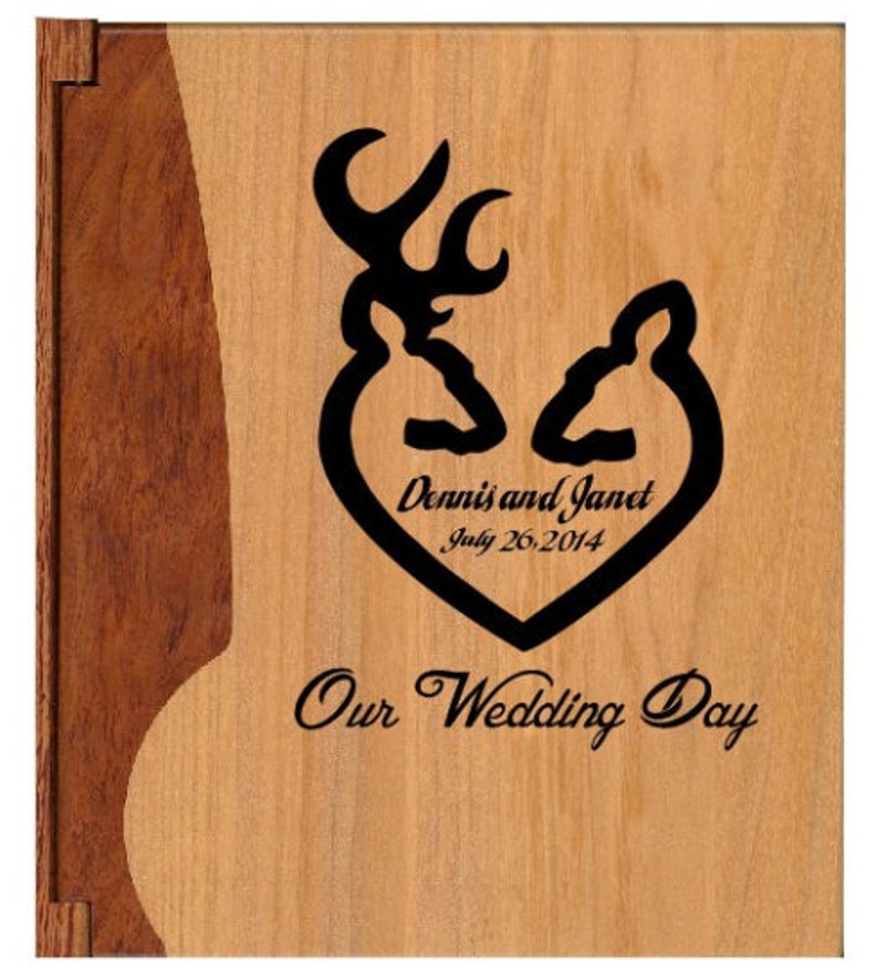 Custom Photo Album Wedding Album Buck and Doe Maple & Walnut Album Personalized Photo Album image 3