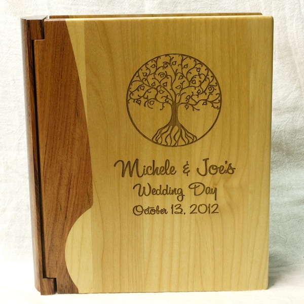 Personalized Photo Album Custom Photo Album Wedding Album Tree of Life Maple & Walnut Album