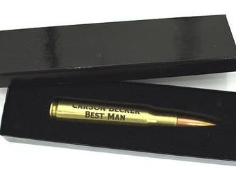 Personalized .50 Caliber Bullet Bottle Opener, Groomsmen Gift Box