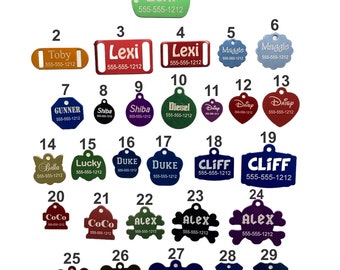 Placas de identificación grabadas personalizadas para perros y gatos - Placas resistentes para gatos y perros - Opciones personalizables