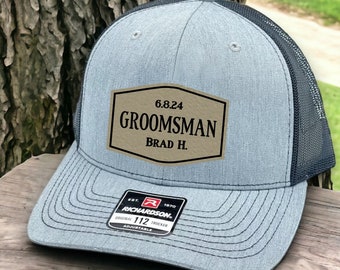 Groomsman Hat Deer Hat Patch Custom Leather Hat Patch Richardson 112 Engraved Leather Patch Hat Logo Engraved Leatherette Trucker Hat