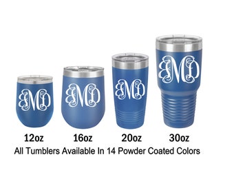 Monogram Tumbler Engraved Tumbler Gift for Her Personalized Tumbler Wine Tumbler Party Gift 12 Ounce 16 Ounce 20 Ounce 30 Ounce