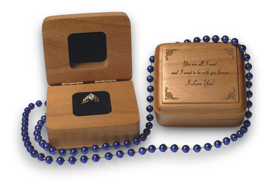 Engraved Ring Box, Personalized Wooden Engagement Holder, Custom Wedding Gift, Unique Keepsake for Couples