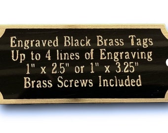 Engraved Brass Name Plate Trophy Awards ID Name Tag Name Tag Taxidermy Flag Box Tag DiaEng