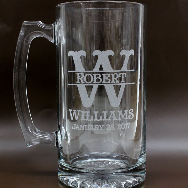 Engraved Beer Mug Personalized Beer Mug Groomsmen Mug Personalized Glasses Beer Stein Etched Beer Mug