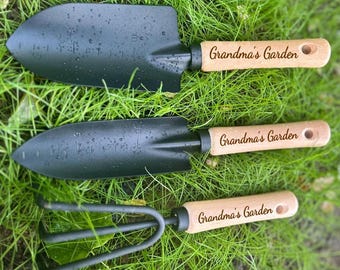 3 Piece Set of Personalized Garden Tools, Aluminum Tools, Solid Wood Handle, Housewarming Gift, Mothers Day,  Gift for Her
