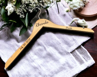 Personalized Hangers Bridesmaid Hanger Maid of Honor Hanger Wooden Hanger Custom Bridal Hanger Custom Wedding Hanger