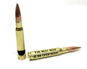 50 Caliber Bullet Bottle Opener, Custom Engraved Gift
