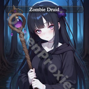 3x Anime Zombie Token Set - Benutzerdefinierte MTG doppelseitig 2/2 Zombie Druid & Zombie Waifu Tokens EDH Proxy