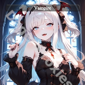 3x Anime Vampire Token Set - Benutzerdefinierte MTG doppelseitig 1/1 Black & White Vampire Waifu Tokens EDH Proxy