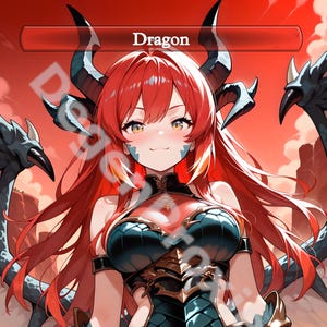 3x Anime Dragon Token Set - Custom MTG doppelseitig 4/4 & 6/6 Red Dragon Waifu Tokens EDH Proxy
