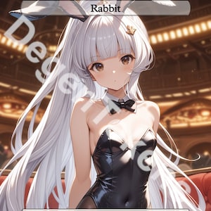 3x Anime White Rabbit Token Set - Custom MTG doppelseitige 1/1 White Rabbit Waifu Tokens - EDH Proxy