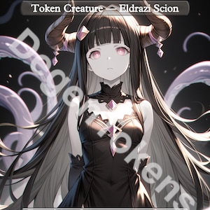 3x Anime Eldrazi Token Set - Custom MTG doppelseitig 1/1 Eldrazi Scion & 0/1 Eldrazi Spawn Waifu Tokens - EDH Proxy