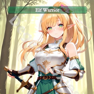 3x Anime Elf Krieger Token Set - Custom MTG doppelseitig 1/1 Elf Waifu Tokens EDH Proxy