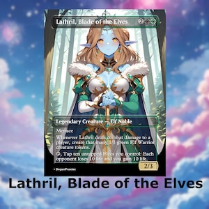Lathril, carte d'anime proxy Waifu La Lame des elfes | Carte MTG Premium personnalisée EDH Commander, avec ou sans aluminium