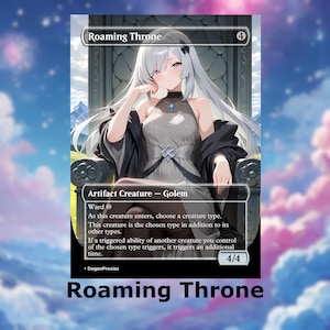 Carte d'anime Waifu par procuration MTG Roaming Throne | Carte MTG Premium personnalisée EDH Commander, avec ou sans aluminium
