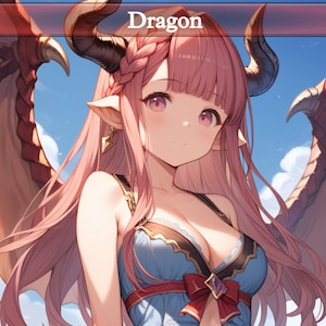 3x Anime Dragon Token Set - Custom MTG doppelseitiger 5/5 roter Drache mit fliegenden Waifu Tokens - EDH Proxy