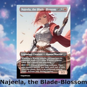 Najeela, la flor de la espada Proxy de MTG / Tarjeta MTG estilo anime Waifu / Proxy personalizado de EDH Commander / Tarjeta premium en inglés