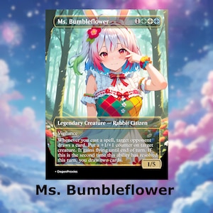 Ms. Bumbleflower MTG Proxy | Waifu MTG Karte im Anime Stil | EDH Kommandant Benutzerdefinierter Proxy | Premium Englische Karte