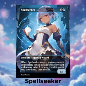 Spellseeker MTG Proxy / Carta MTG in stile anime Waifu / EDH Commander Custom Proxy / Carta inglese premium