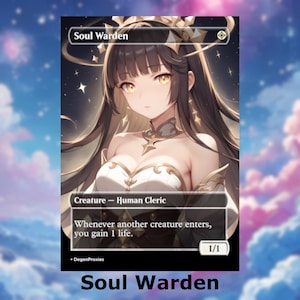 Proxy de Soul Warden para MTG / Tarjeta MTG estilo anime Waifu / Proxy personalizado de EDH Commander / Tarjeta premium en inglés
