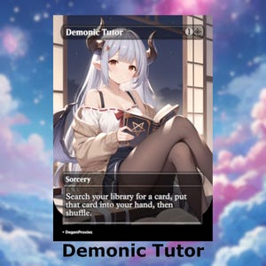 Demonic Tutor MTG Proxy | Waifu MTG Karte im Anime Stil | EDH Kommandant Benutzerdefinierter Proxy | Premium Englische Karte