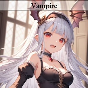 3x Anime Vampire Token Set - Benutzerdefinierte MTG doppelseitig 1/1 Weiß & Schwarz Vampire Waifu Tokens EDH Proxy